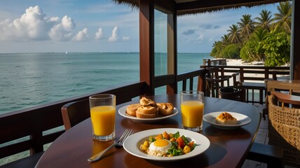Fototapeta premium restaurant on the sea