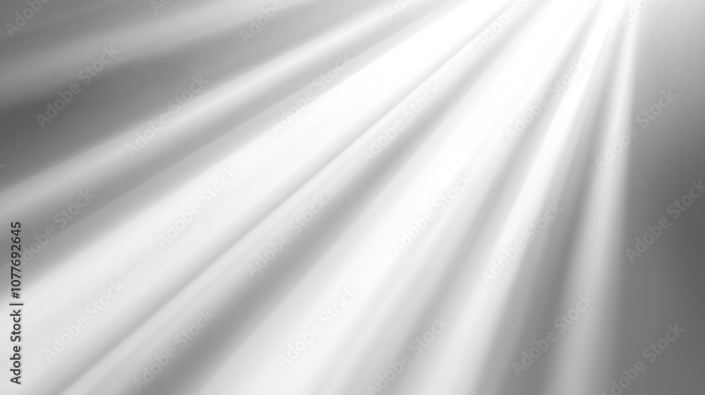 Poster light rays illuminate white background, creating a dynamic composition of diagonal lines