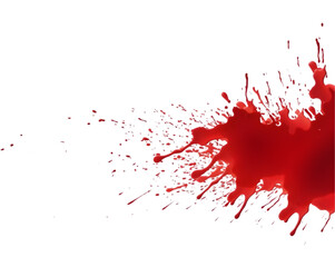 Blood drops, red blood splash on ground on transparent background