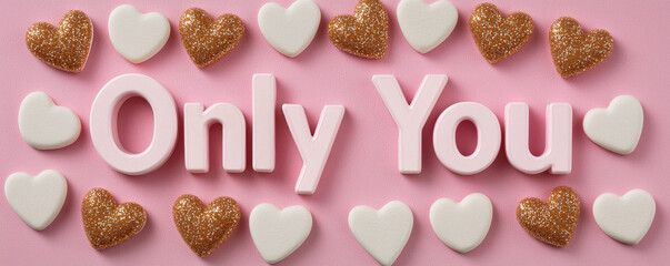Only You text surrounded by hearts, perfect for romantic occasions