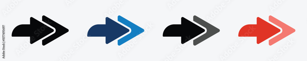 Poster double arrow vector icons set. colored solid vector arrow icon concept designs