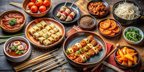 Delicate dim sum, savory skewers, spicy tteokbokki. A culinary delight.