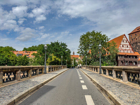General view of the Maxbr&uuml;cke in old town of Nuremberg
