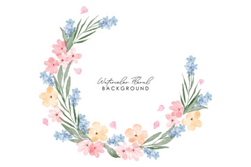 Watercolor floral frame with flowers and leaves. Spring and summer watercolor flower element vector set. Watercolor hand painted botanical floral.