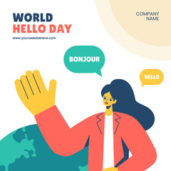 Social Media Background Vector Illustration for World Hello Day in Cartoon Style © denayune