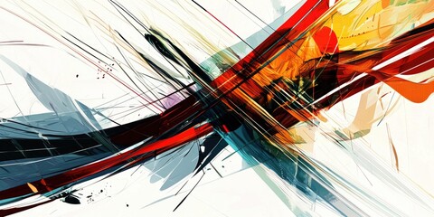 A modern abstract design with a blend of bold colors and sharp lines, creating a visually striking composition.
