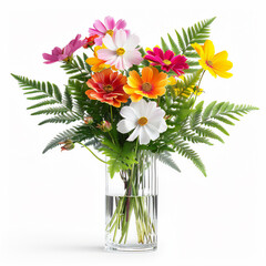 Obraz premium Bouquet flowers in a glass vase isolated on flawless background version 4