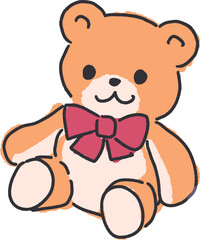 Obraz premium Adorable Smiling Teddy Bear with Red Bow Tie Art. Perfect for children's books, nursery decorations, or any project aimed at bringing a sense of warmth and happiness.