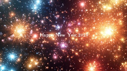 Fototapeta premium Happy New Year 2025 Background with Festive Fireworks and Gold Accents
