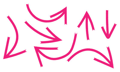 hand drawn set of arrow textured ink brush strokes collection