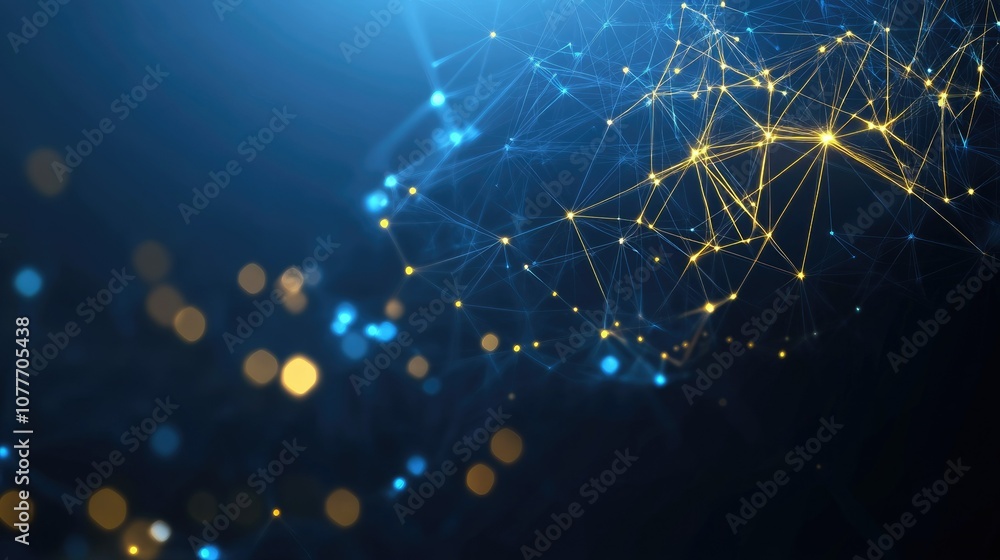 Poster abstract network of glowing points connected by lines