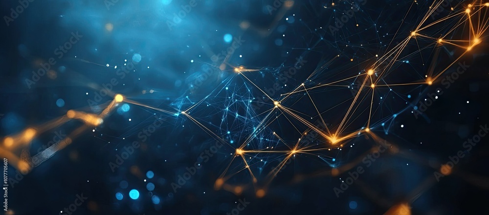 Poster abstract network of connected lines and glowing points