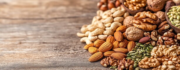 Obraz premium Healthy Aging wellness nutrition Colorful Assortment of Nuts for Healthy Diet Plans