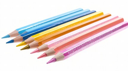Fototapeta premium Set of Colorful Pencils Isolated on a White Background Perfect for Art Projects, School Supplies, and Creative Activities for All Ages