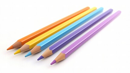 Fototapeta premium Vibrant Set of Isolated Colorful Pencils on a White Background, Perfect for Creative Projects and Artistic Expressions