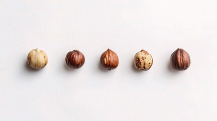 Obraz premium Set of Isolated Hazelnuts Displayed on a White Background for Culinary and Nutritional Projects, Perfect for Food Photography and Stock Imagery Uses