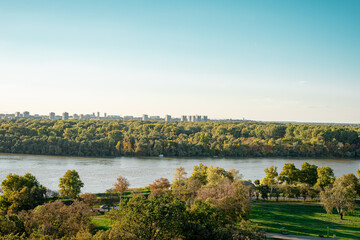 Obraz premium beautiful view of the city landscape during sunset. High quality photo