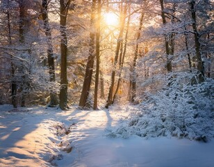 Snowy Trees at Sunrise