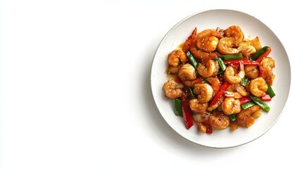 Chinese cuisine dishes on white background top view with space for text. chinese food. Ultra realistic. Photorealistic hypermaximalist advertising photography hyper realistic fine detail