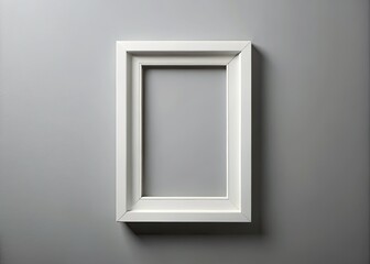 This minimalist rectangular frame features a realistic horizontal design with shadow, ideal for art galleries. Perfect for showcasing artwork on a stylish gray backdrop.