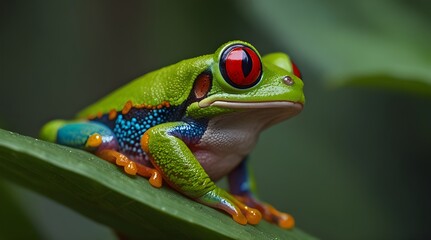 Fototapeta premium Portrait of a Redeyed tree frog Agalychn.generative.ai 