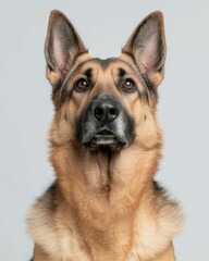 Loyal German Shepherd Portrait with Intelligent Eyes and Strong Build, Ideal for Dog Lovers and Working Dog Enthusiasts

