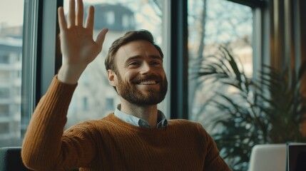 Obraz premium Businessman Waving Goodbye