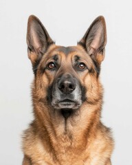 Loyal German Shepherd Portrait with Intelligent Eyes and Strong Build, Ideal for Dog Lovers and Working Dog Enthusiasts

