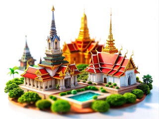 Fototapeta premium Tilt-Shift Thailand vs. Spain Concept Illustration
