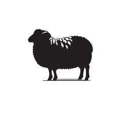 Silhouette of sheep, sheep icon, Sheep silhouette isolated on white background. Silhouettes of farm animals, domestic small cattle