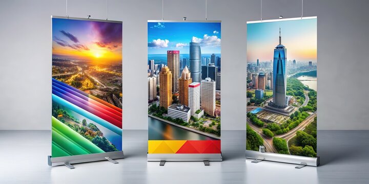 Vibrant roll-up banner template tailored for corporate marketing and promotions, ideal for engaging audiences and showcasing your brandâ€™s unique identity and offerings creatively.