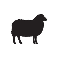 Silhouette of sheep, sheep icon, Sheep silhouette isolated on white background. Silhouettes of farm animals, domestic small cattle