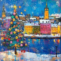 stockholm, festive, pre-xmas, snow, abstract.generative ai