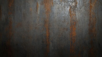 Fototapeta premium The corroded metal wall background with rough textures creates a dark and terrifying atmosphere, perfect for creating a gloomy, industrialized, and worn out appearance.