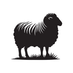 Silhouette of sheep, sheep icon, Sheep silhouette isolated on white background. Silhouettes of farm animals, domestic small cattle