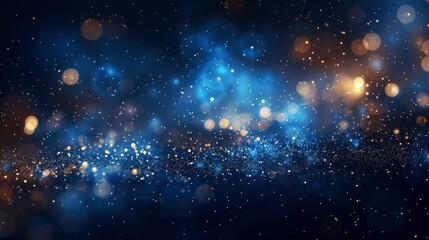Fototapeta premium Blue and Gold Bokeh Lights Abstract Background
