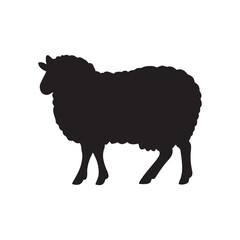 Silhouette of sheep, sheep icon, Sheep silhouette isolated on white background. Silhouettes of farm animals, domestic small cattle