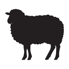 Silhouette of sheep, sheep icon, Sheep silhouette isolated on white background. Silhouettes of farm animals, domestic small cattle
