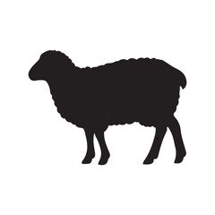Silhouette of sheep, sheep icon, Sheep silhouette isolated on white background. Silhouettes of farm animals, domestic small cattle