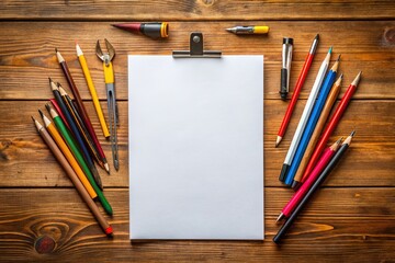 Writing Tools & Paper - High-Quality AI Photo with Copy Space