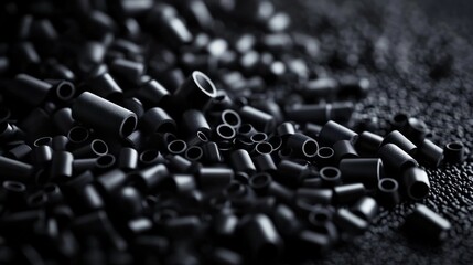 Obraz premium Close-up pile small black objects textured surface appear close up
