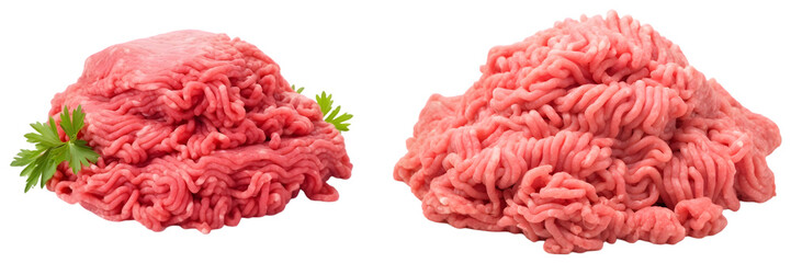 Ground pork side view on transparent background