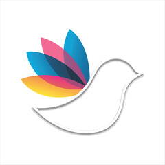 Modern and Minimalist Bird Logo with Bright, Layered Wings