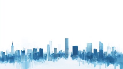 Obraz premium Modern Cityscape Vector Presentation with Watercolor Style Buildings for Poster and Web Design