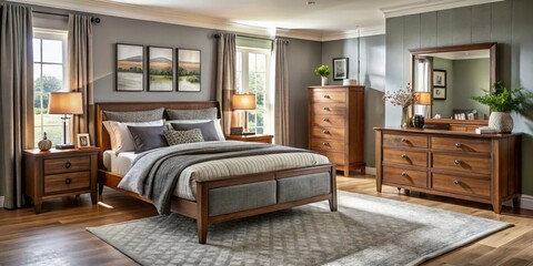 Naklejka premium Transform your modern home with the Hamilton Franklin Bedroom Furniture Collection, reflecting elegance and style for sophisticated living spaces. Elevate your environment with timeless design.