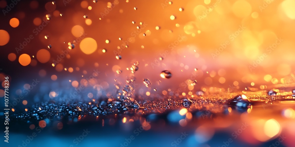 Poster abstract colorful water drops with bokeh background
