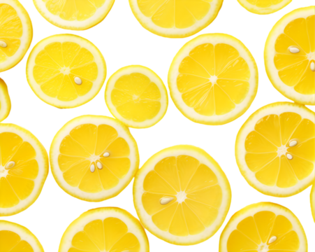 Seamless pattern of lemons on transparent background