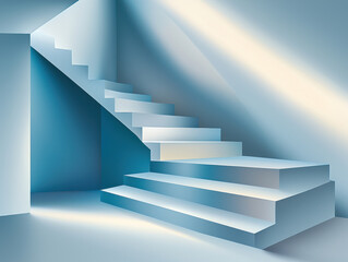 Fototapeta premium serene abstract layout of geometric shapes in deep blue tones creates calming atmosphere.