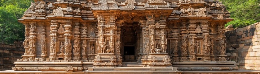 Intricate stone temple showcasing detailed carvings and architectural beauty.