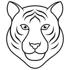 Tiger head vector line art illustration